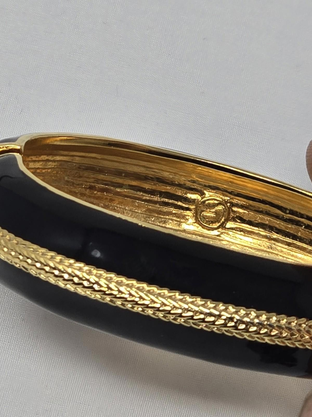 St. John Vintage St. John Black Enamel Gold Tone Herringbone Bangle Size ONE SIZE - 1 Thumbnail
