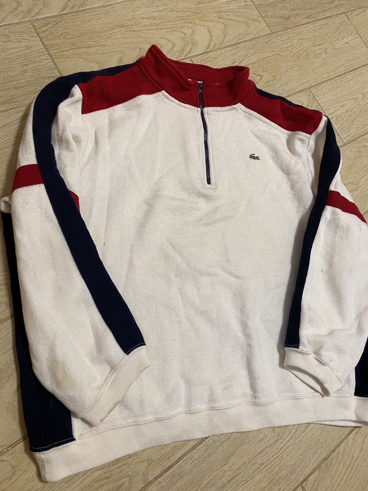 Japanese Brand × Lacoste Vintage Lacoste distressed sweater Size US XL / EU 56 / 4 - 2 Thumbnail