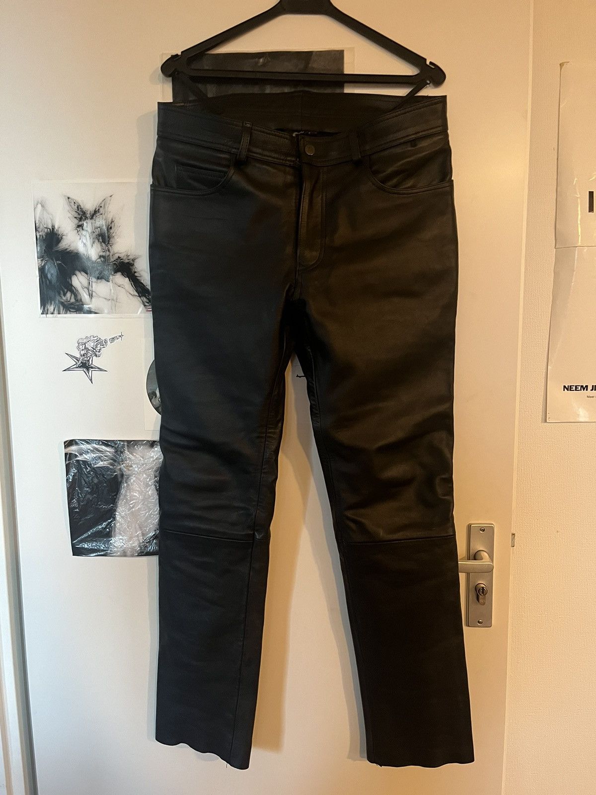 image of Leather Motorcycle Pants in Black, Men's (Size 34)