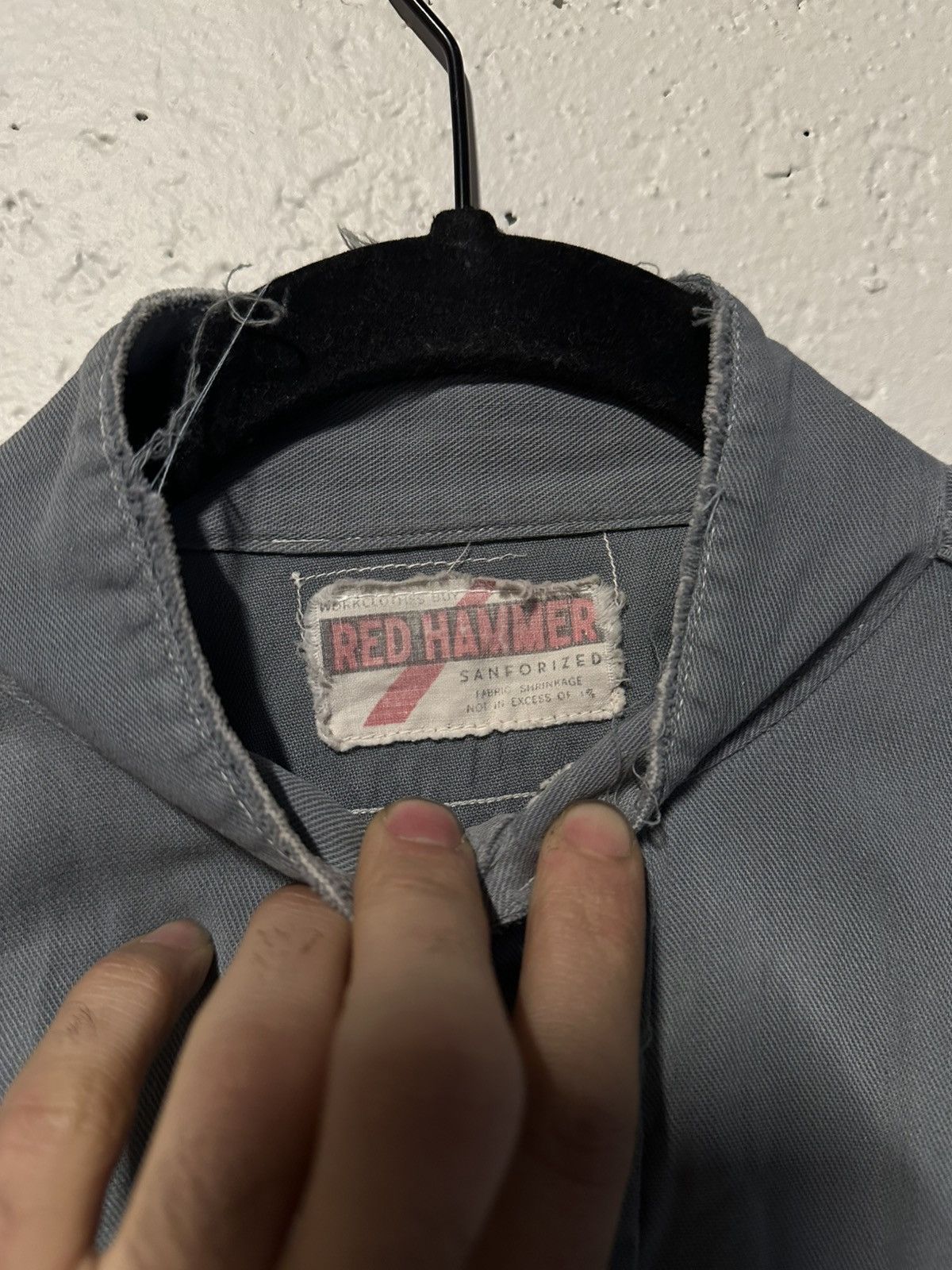 Vintage Thrashed 1940’s Red Hammer Button Up Repaired Size US M / EU 48-50 / 2 - 6 Thumbnail