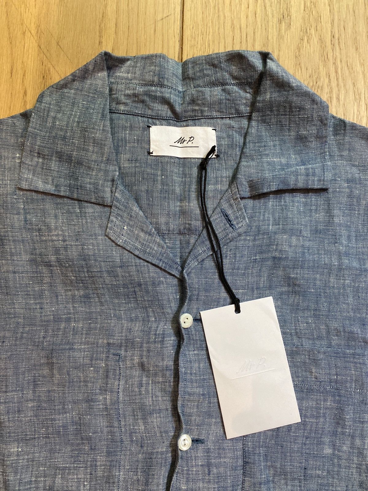 Mr P. Mr P. Short Sleeve Linen Chambray Shirt Size US M / EU 48-50 / 2 - 2 Thumbnail