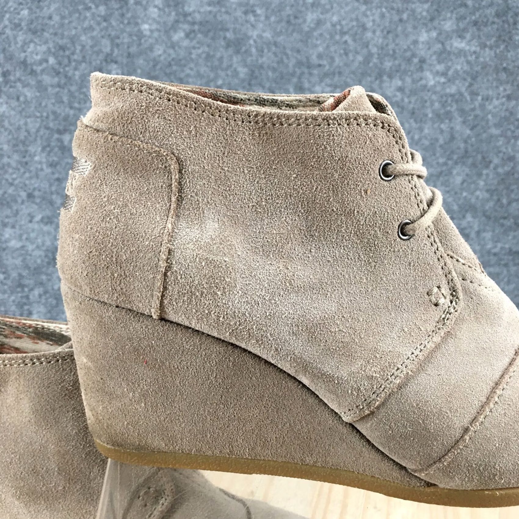 Toms TOMS Boots Womens 8 Desert Ankle Booties Wedge Heels Casual Brown Suede Lace Up Women Bootie XS? Size US 8 / IT 38 - 6 Thumbnail
