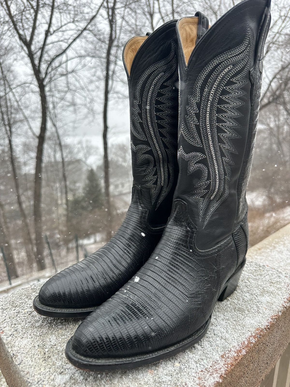 Vintage Leather Cowboy Boots Ferrini Italy Made In Mexico