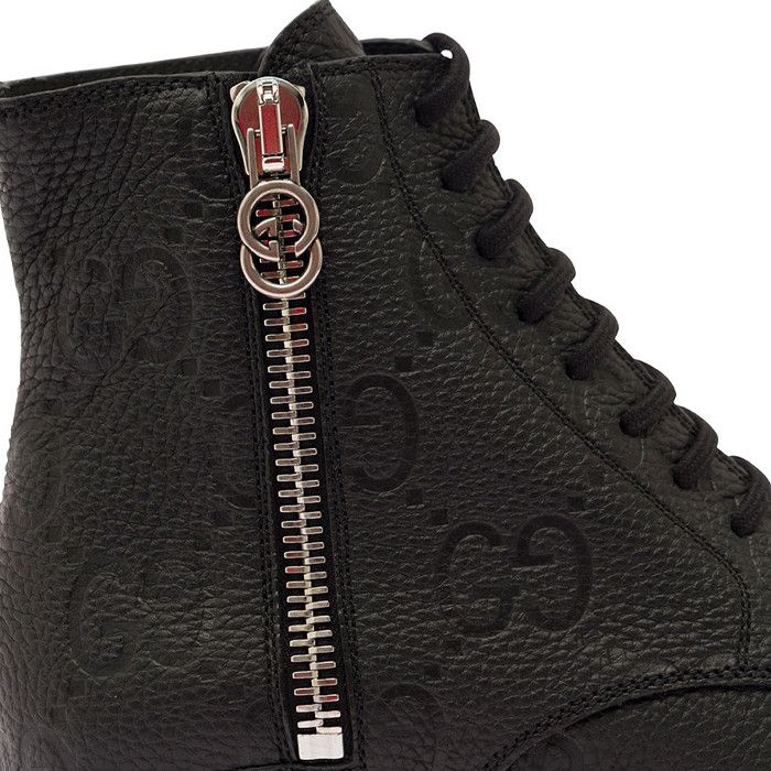 Gucci o1s1wg110125 GG Leather Boots in Black Size US 8.5 / IT 38.5 - 4 Thumbnail