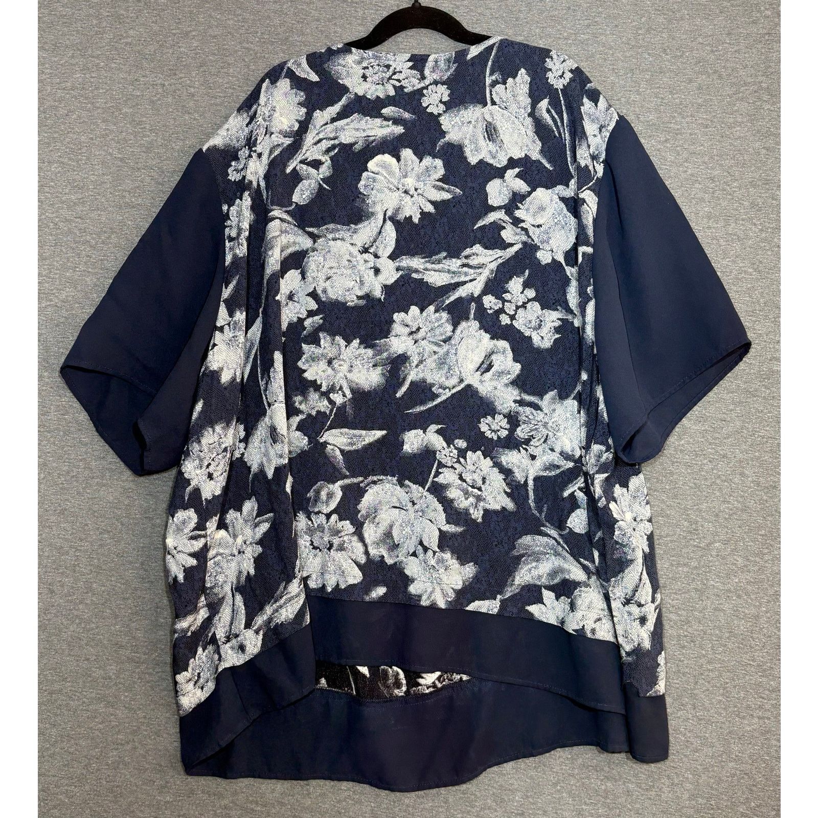Other Giorgio Fiorlini | Plus Collection Blue Floral Blouse | 1X Size XL / US 12-14 / IT 48-50 - 2 Thumbnail