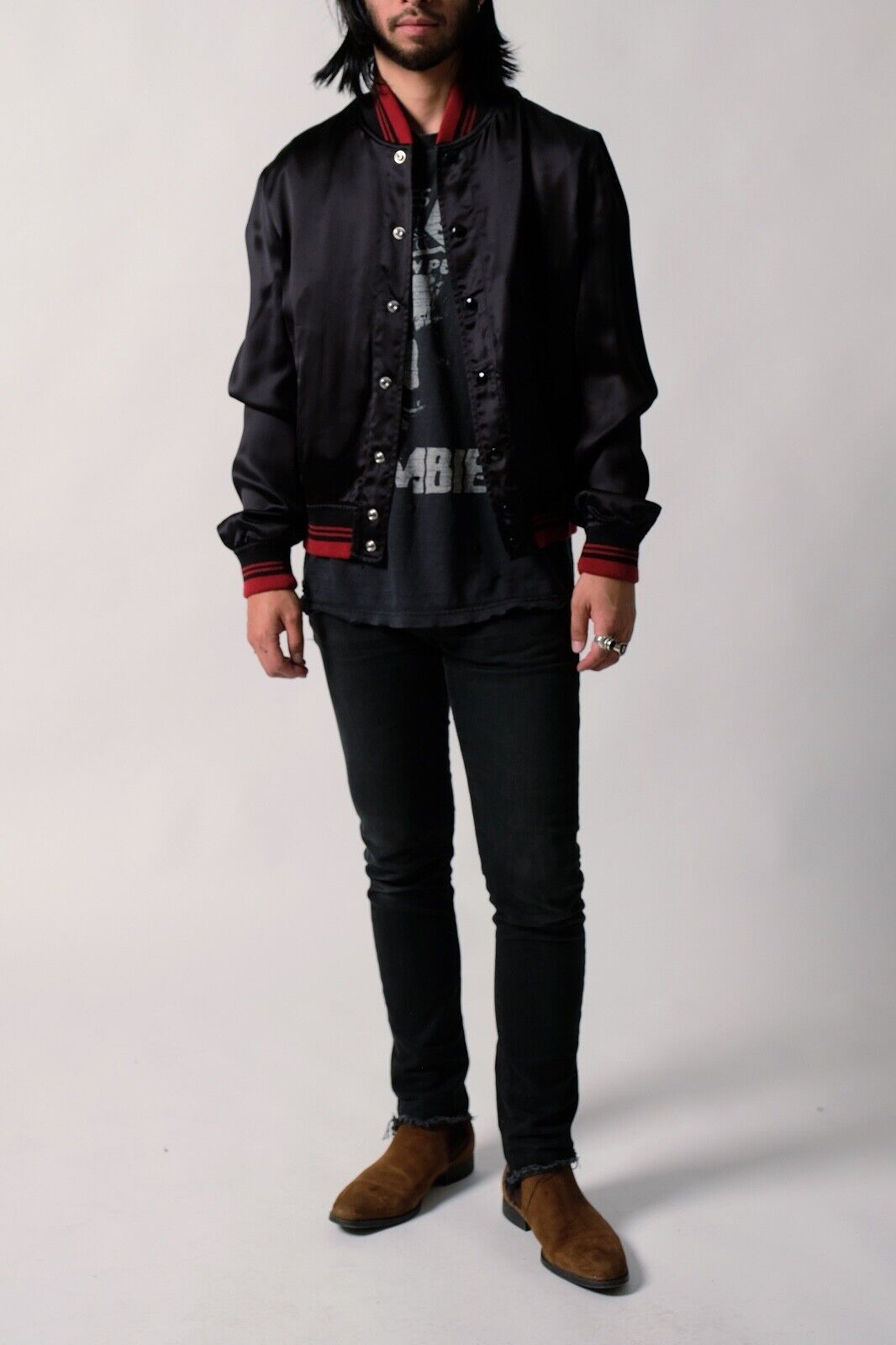 Saint Laurent Paris Black Mr X Sequin Embellished Bomber Jacket Size US S / EU 44-46 / 1 - 5 Thumbnail
