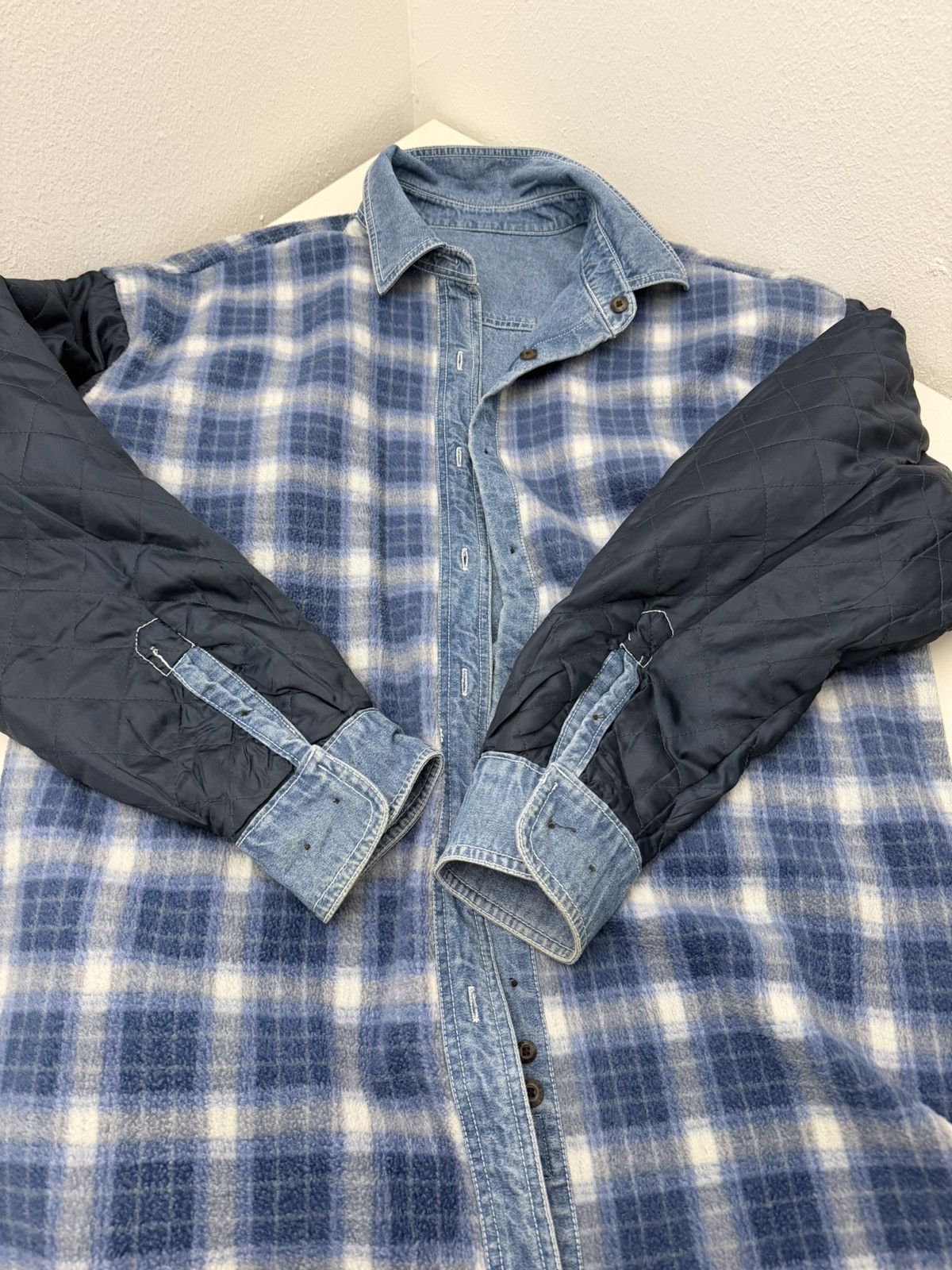 Levi's Levi Strauss & Co Denim Jacket Fleece Lined Plaid Shacket XL Size US XL / EU 56 / 4 - 9 Thumbnail