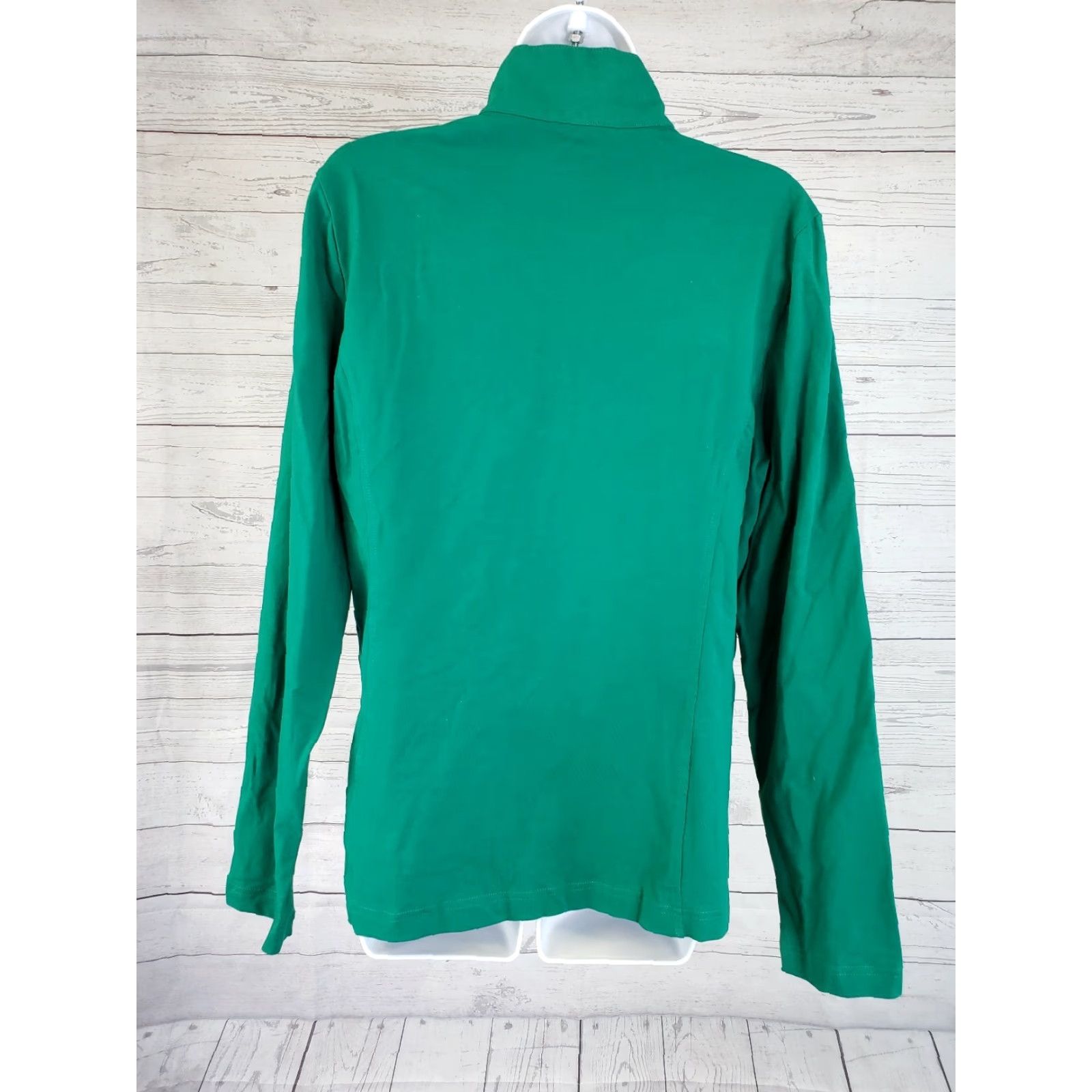 Gap Gap Jacket Solid Green Full Zip Long Sleeve L Women's Basic Cotton Blend Shorter Length? Size L / US 10 / IT 46 - 2 Thumbnail