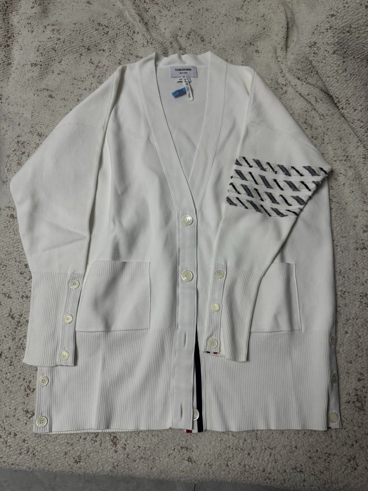 Thom Browne tb White Knit Cardigan 99 New Authentic Size XS / US 0-2 / IT 36-38 - 1 Thumbnail