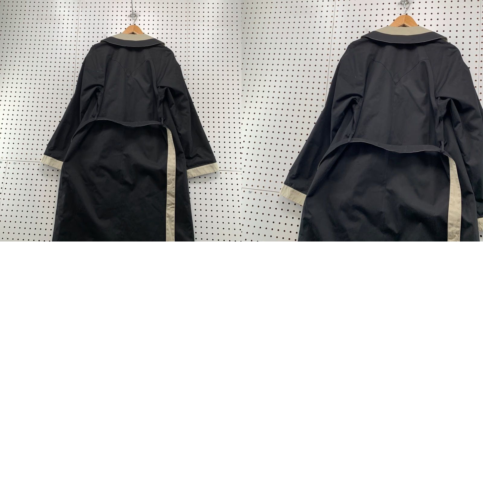 Rains VINTAGE Rain Shedder Trench Coat Womens 11/12 Black Beige Belted Size XL / US 12-14 / IT 48-50 - 10 Thumbnail