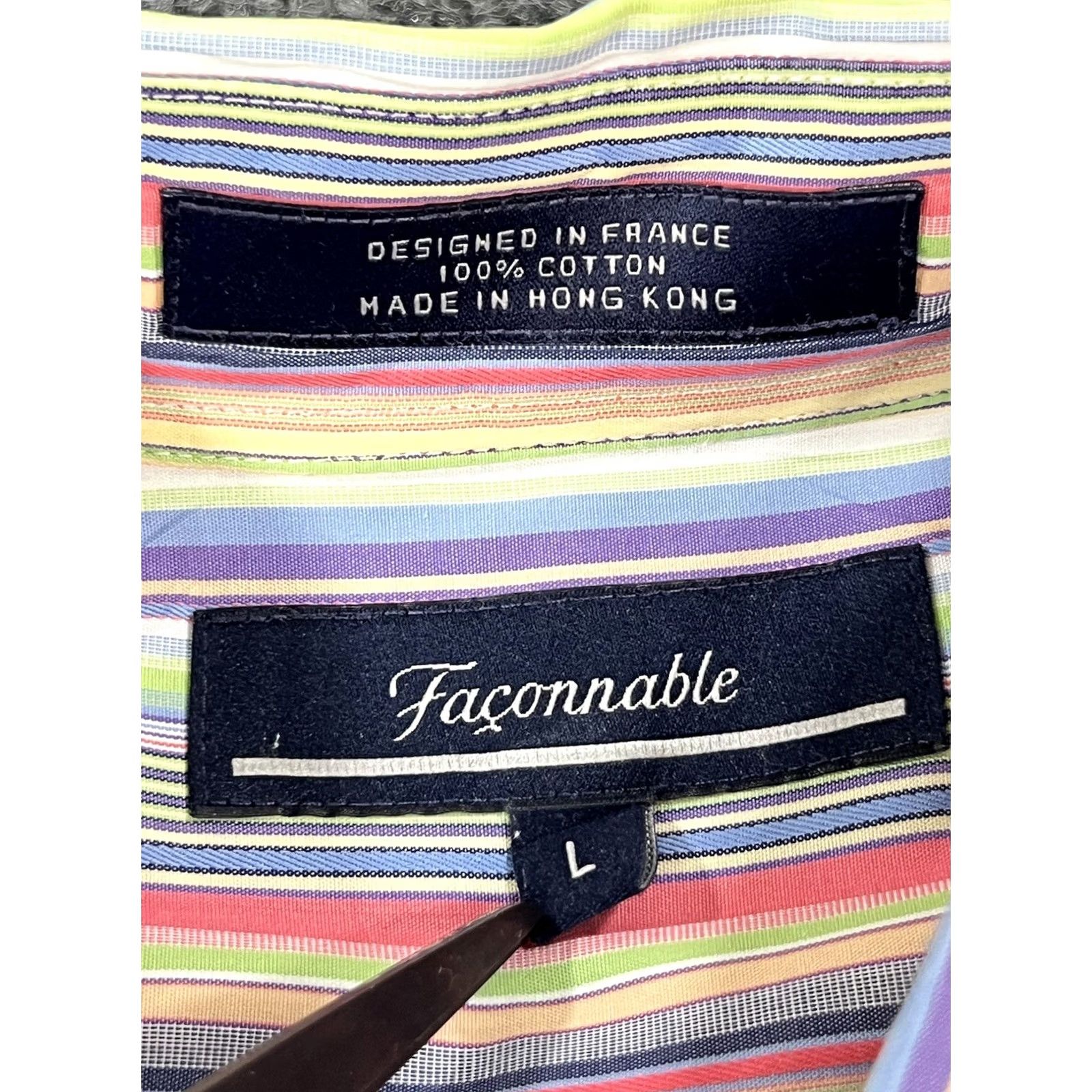 Faconnable Façonnable Shirt Mens Large Striped Colorful Pocket Button-Down Collar Long Sleeve Casual Dress Shirt Mens Size US L / EU 52-54 / 3 - 7 Thumbnail
