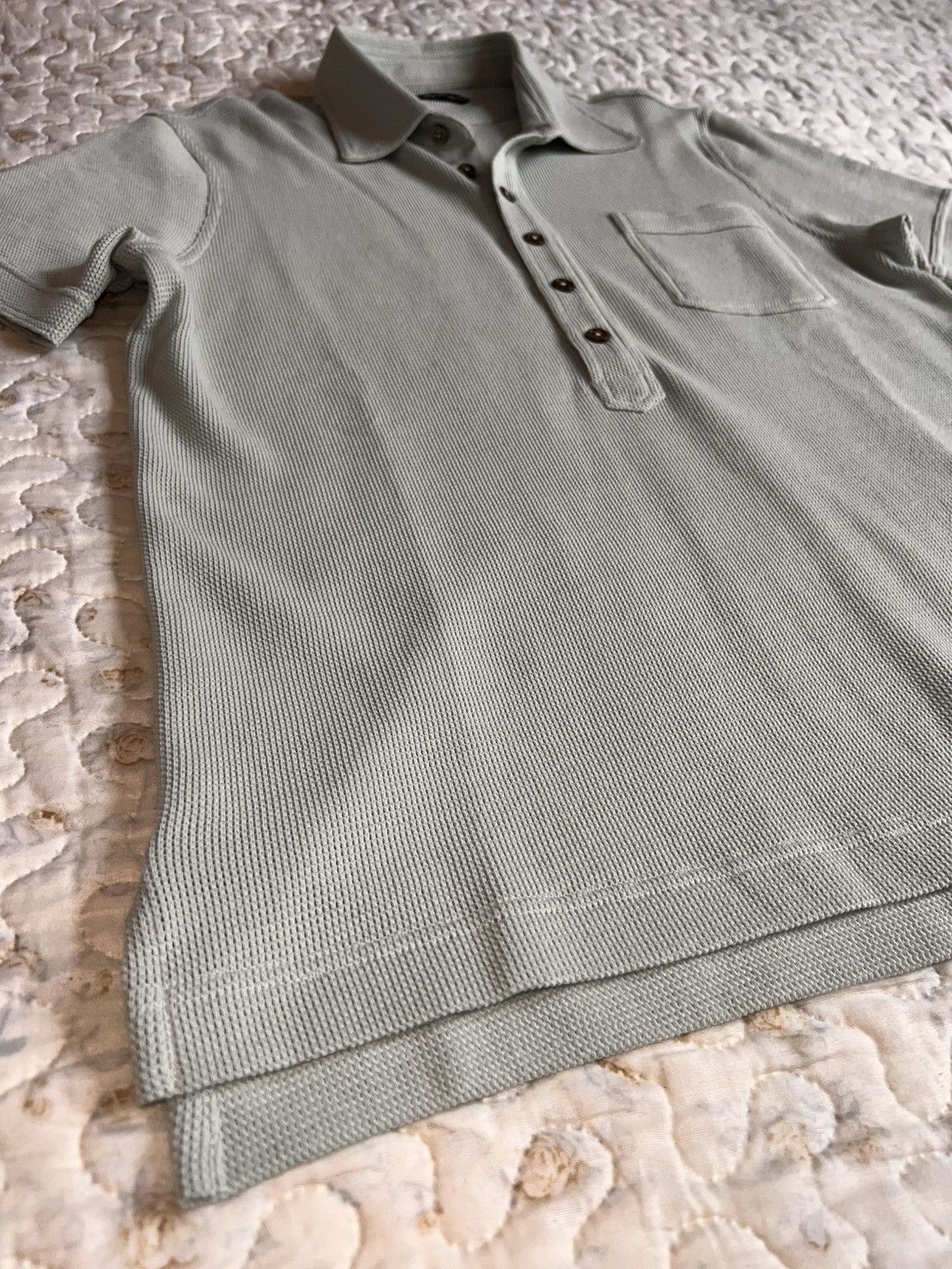 48 Tom Ford Polo Shirt light grey knit breath texture button