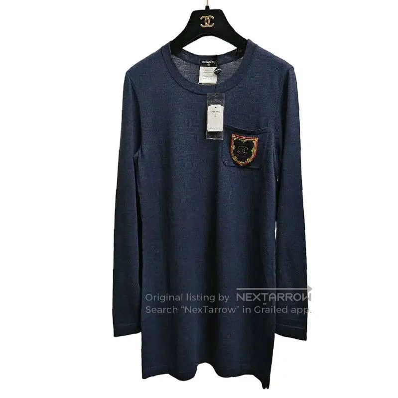 Chanel Chanel Navy Wool Long Sleeve Dress . Size S / US 4 / IT 40 - 1 Thumbnail