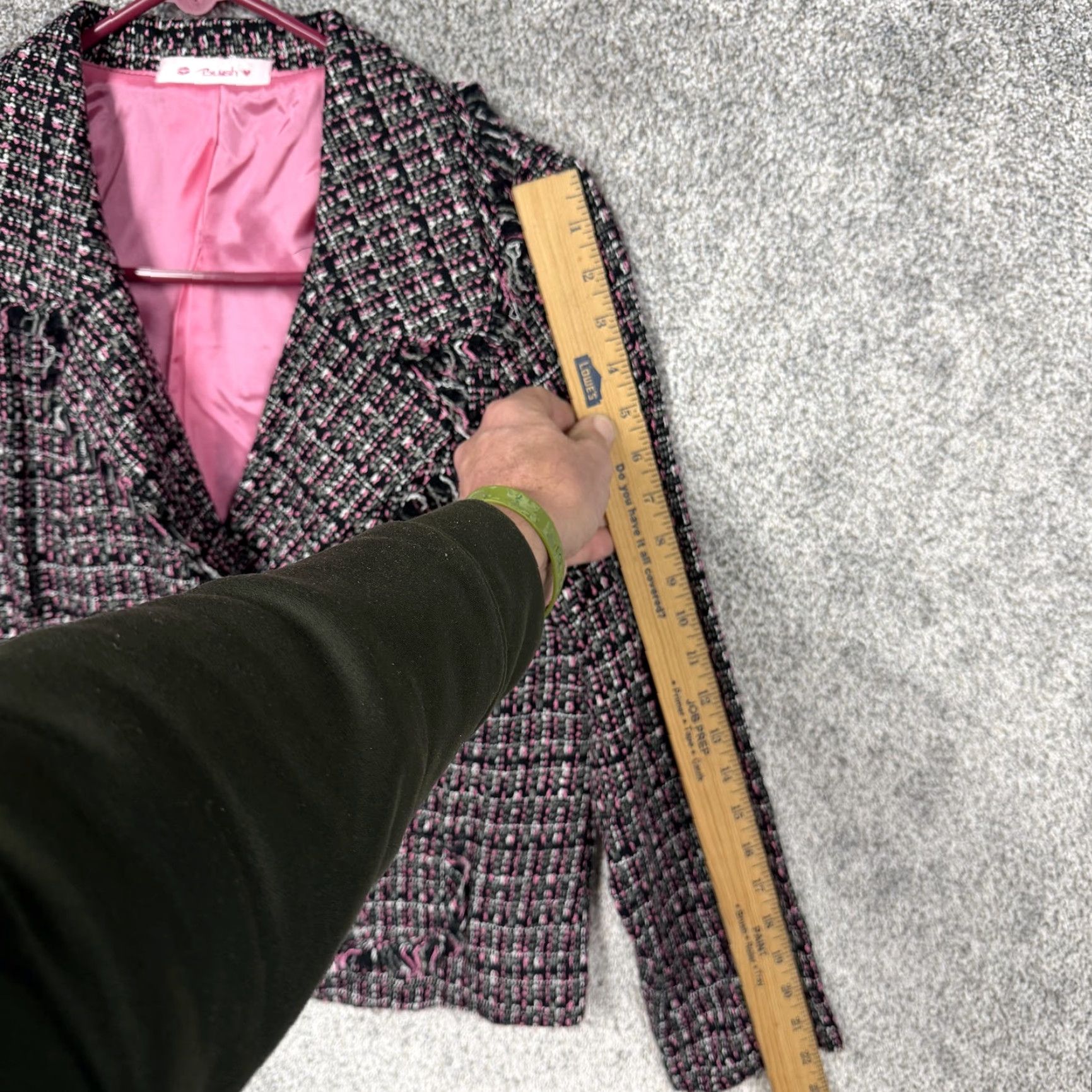 Vintage VINTAGE Blush Skirt Suit Set 11/12 Pink Tweed Coquette Academia Preppy 90s Ladies Womens Girls Teens Fashion Size 32" / US 10 / IT 46 - 6 Thumbnail