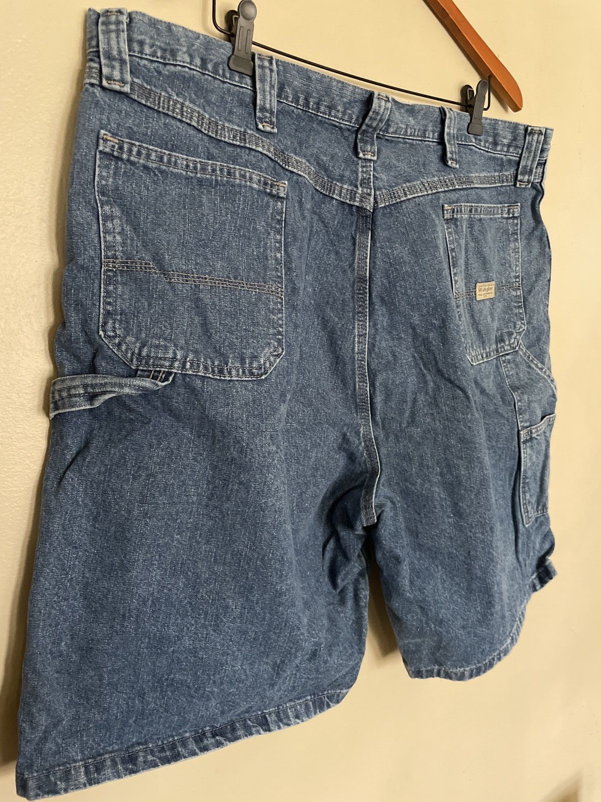 Vintage × Wrangler Wrangler Denim Jean Shorts Jorts 42 vintage BLUE Carpenter 🔥 Size US 42 / EU 58 - 9 Thumbnail