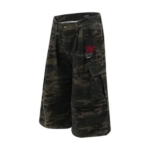 Other Men's oversize embroidered rose camouflage denim shorts Size US 32 / EU 48 - 2 Thumbnail