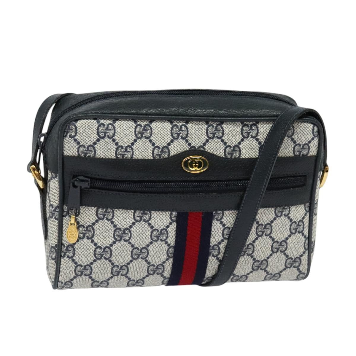 Gucci GUCCI GG Supreme Sherry Line Shoulder Bag Pvc Navy Gold 98 Size ONE SIZE - 1 Thumbnail