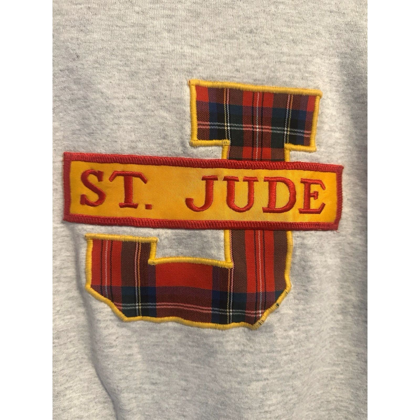 Jerzees vintage St Jude Jerzees Sweatshirt Mens S Gray 90s Plaid Logo Made in USA Whe Size US S / EU 44-46 / 1 - 4 Thumbnail