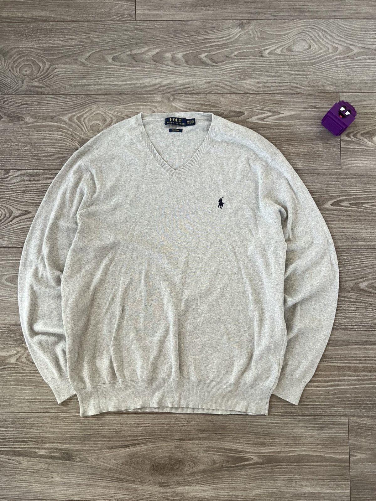 Designer ‼️POLO RALPH LAUREN KNIT LOGO PIMA COTTON V NECK SWEATER‼️ Size US XL / EU 56 / 4 - 2 Thumbnail