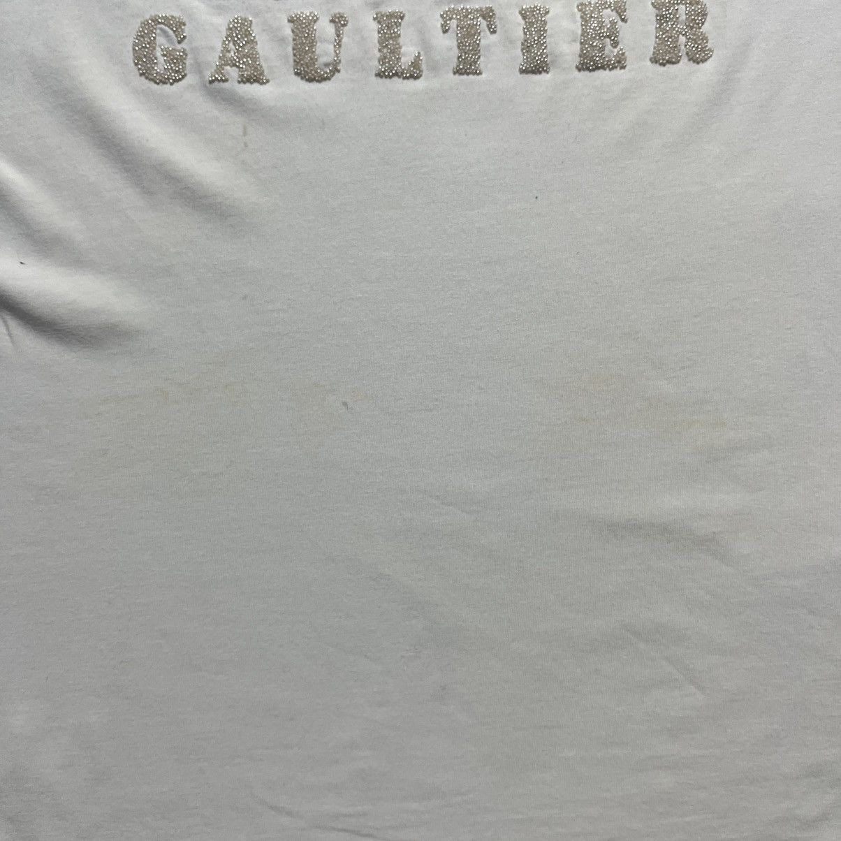 Jean Paul Gaultier Vintage Jean Paul Gaultier Big Rhinestone Central Logo Tee Size L / US 10 / IT 46 - 7 Thumbnail