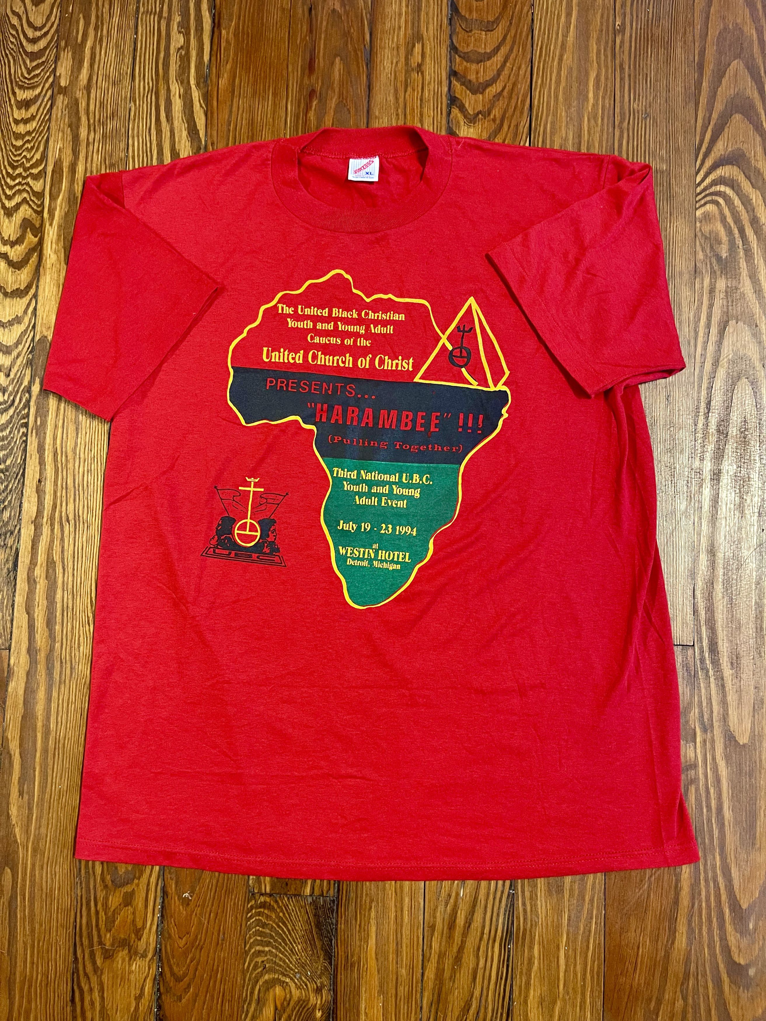 Vintage 1994 Harambe Vintage BHM 90's Detroit Church Rap T-Shirt Size US XL / EU 56 / 4 - 1 Thumbnail