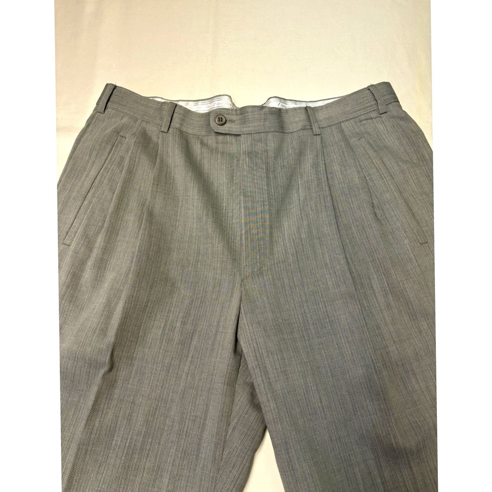 Zanella Zanella Joe Gray Pleated Dress Pants Mens 35X28 Wool Made Italy Cuffed Trousers Size US 35 - 2 Thumbnail