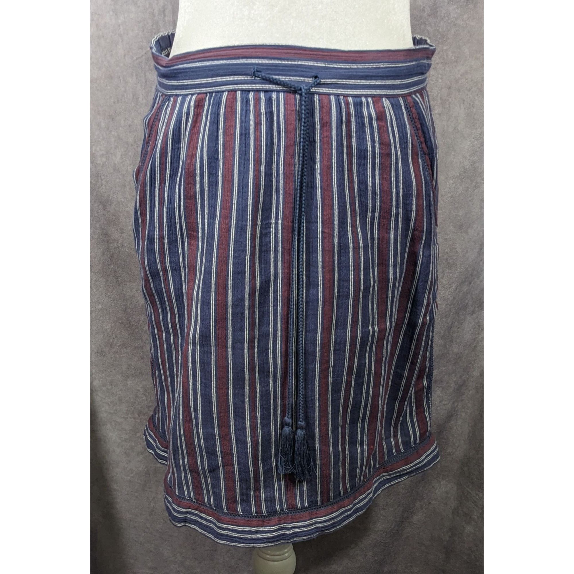 Other Indie & Cold San Sebastian Retro Bohemian Red And Blue Strip Size 29" - 6 Thumbnail