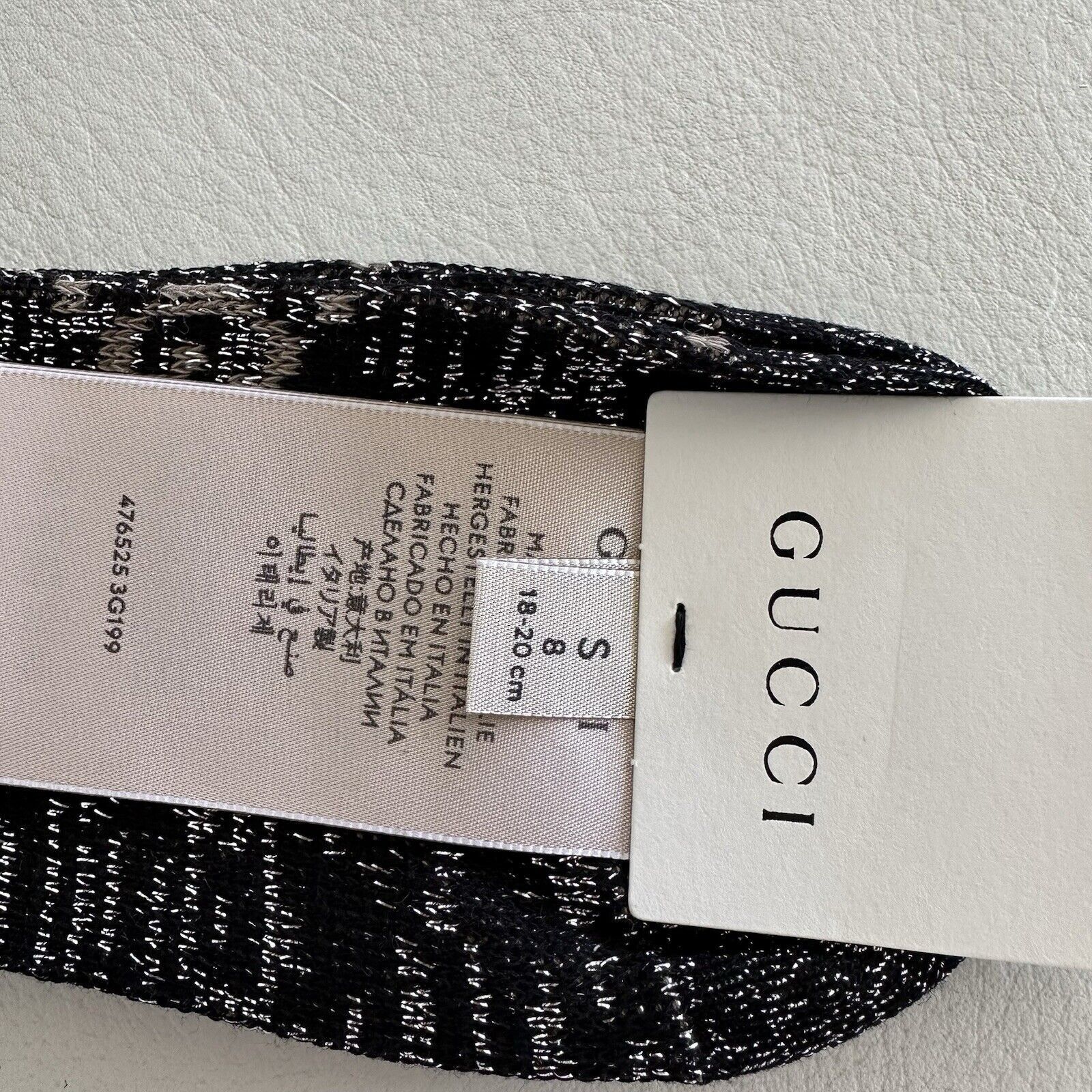Gucci NEW GUCCI SOCKS LUREX BLACK SILVER GG PRINT LOGO Knee Sz S Size ONE SIZE - 6 Thumbnail