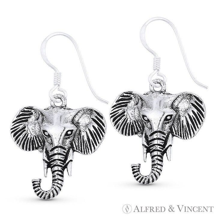 Other Elephant Head Animal Dangling Hook Oxidized Earrings Size ONE SIZE - 1 Preview
