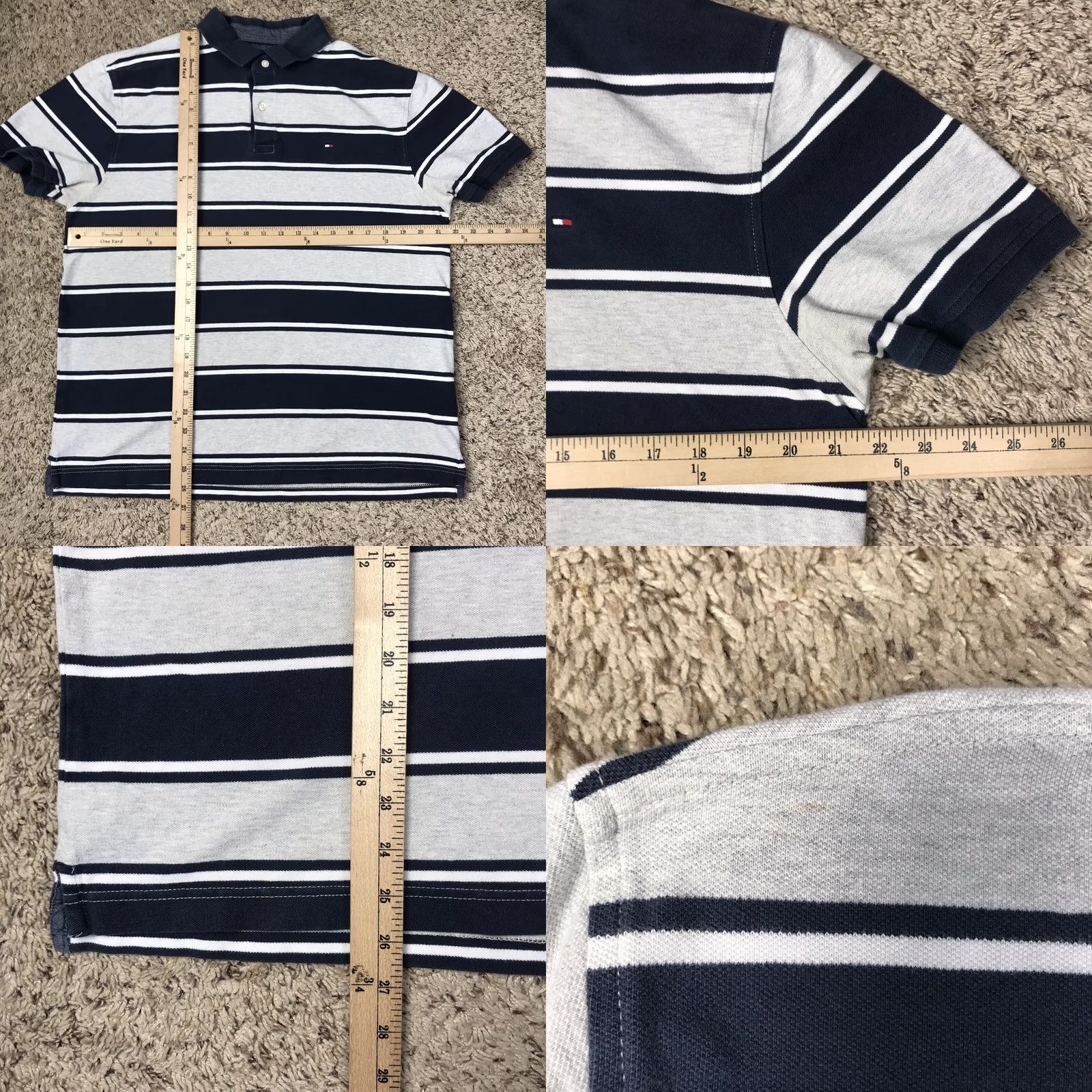Tommy Hilfiger VINTAGE Tommy Hilfiger Polo Shirt Men Large Embroidered Logo Golf Rugby Dress Shirt Blue / Gray Size 42R - 8 Thumbnail