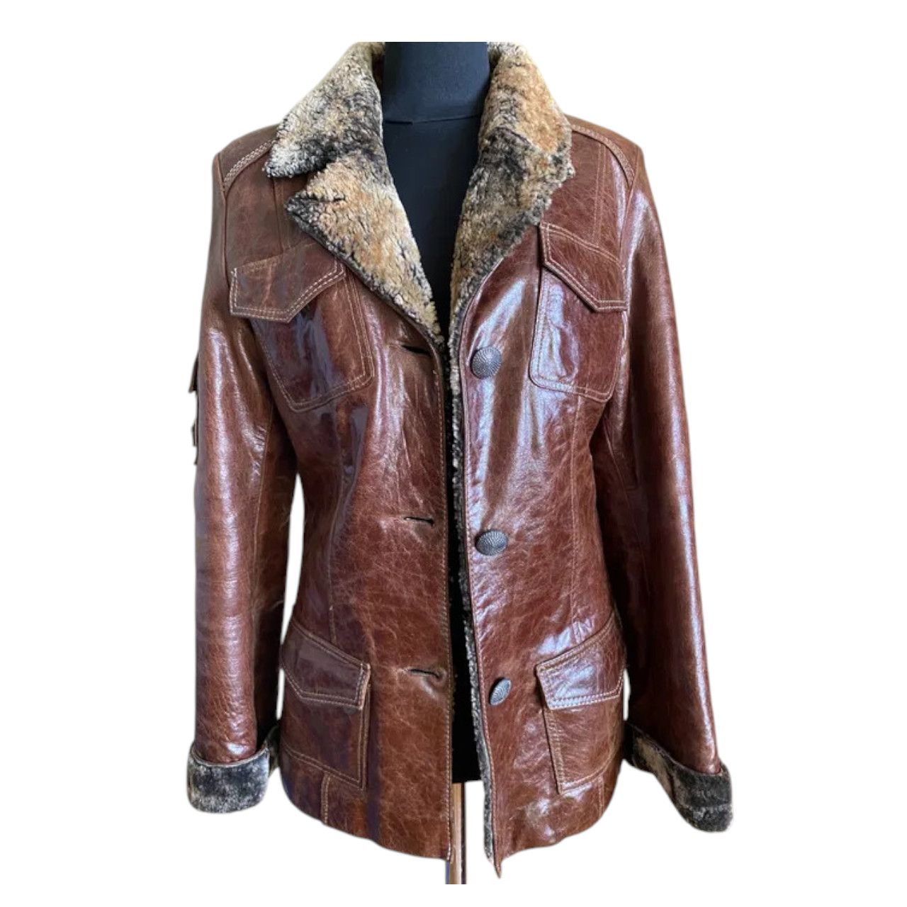 Other brown shearling coat sheepskin lamb sz M brand Alpacino Size M / US 6-8 / IT 42-44 - 5 Thumbnail