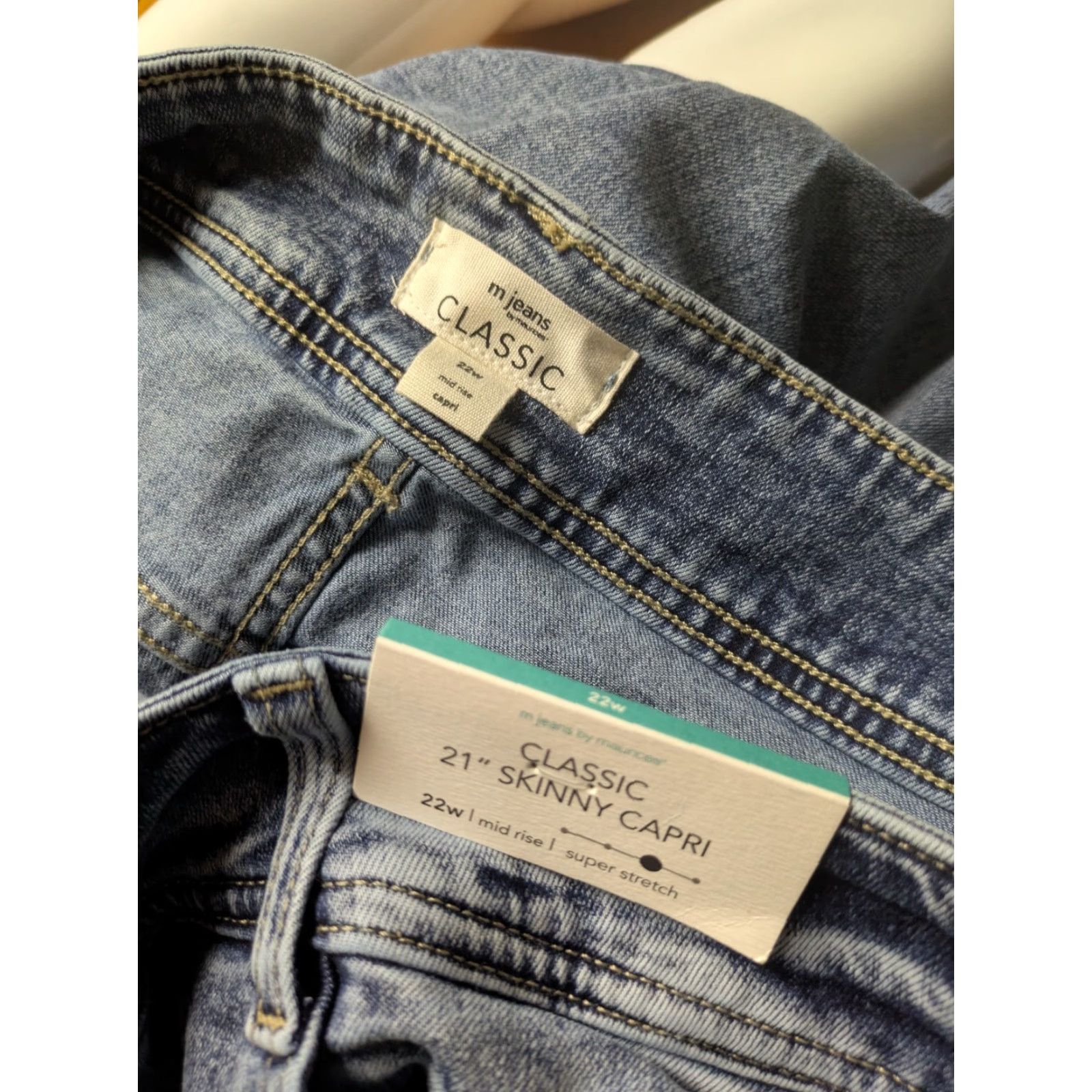 Vintage Maurice’s Skinny Capris Jeans 22W Plus Medium Wash Blue 5-Pocket Stretch NWT Womens Size ONE SIZE - 4 Thumbnail