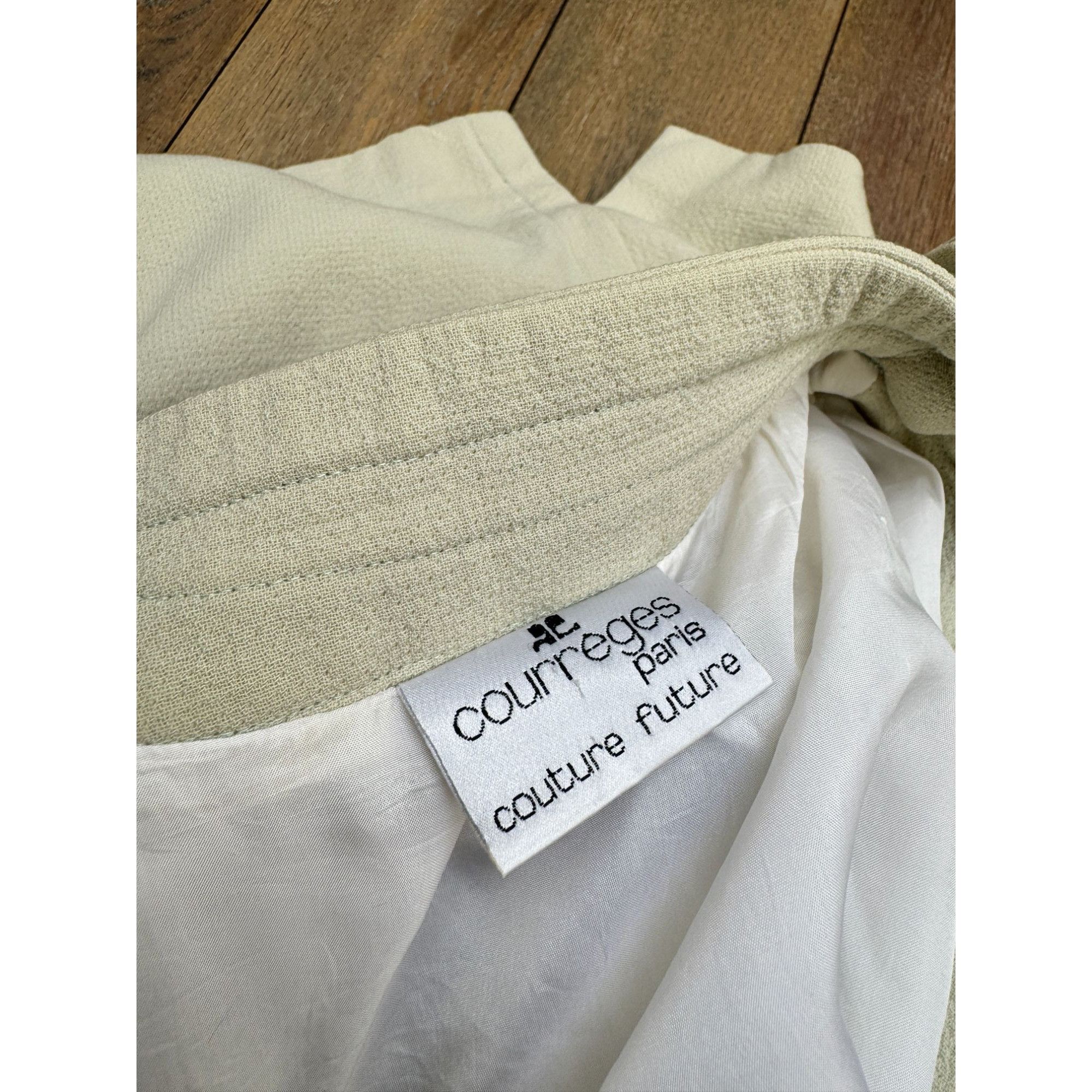 Courreges 1960s Beige-Grey Cotton Coat Size M / US 6-8 / IT 42-44 - 6 Thumbnail