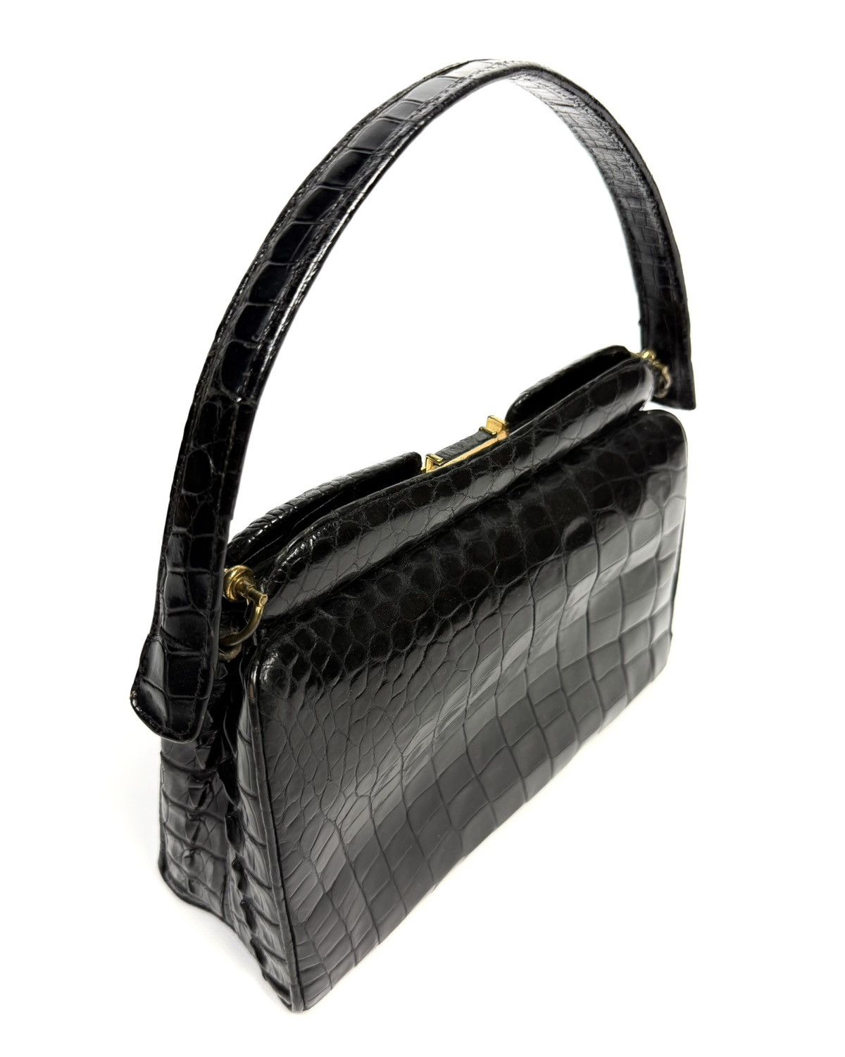 Vintage 1950-60s Genuine Crocodile Hornback Frame Top Handbag Exotic Size ONE SIZE - 5 Thumbnail