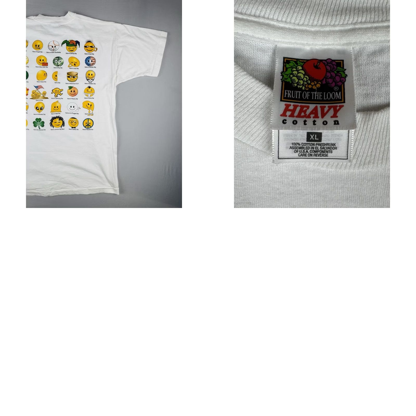 Fruit Of The Loom VINTAGE 90s Have A Day Smiley Face Tshirt XL White Single Stitch Fruit of the Loom Mens Size US XL / EU 56 / 4 - 9 Thumbnail