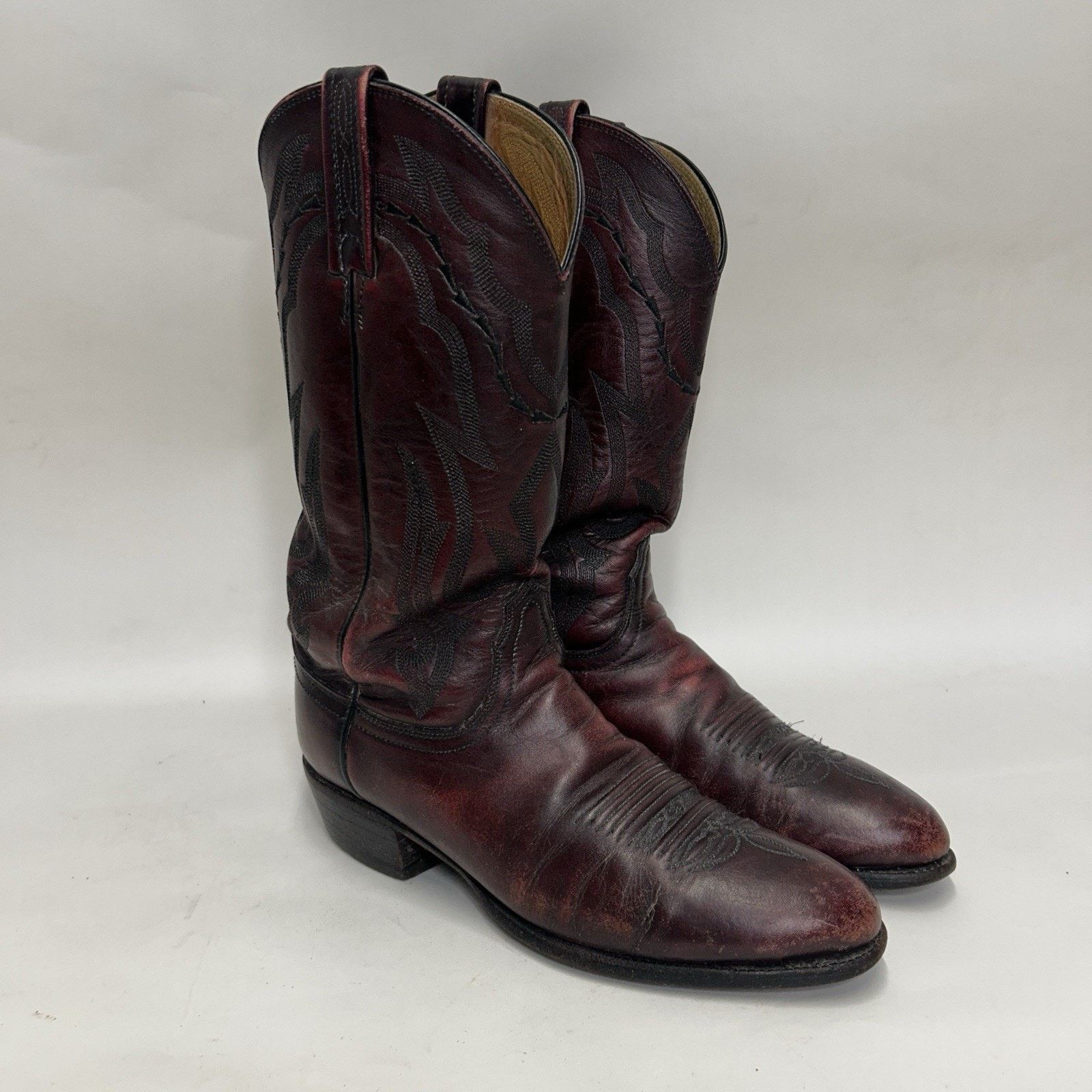 Lucchese Lucchese 2000 Leather Roper Cowboy Boots “Black Cherry” Size US 9 / EU 42 - 1 Thumbnail