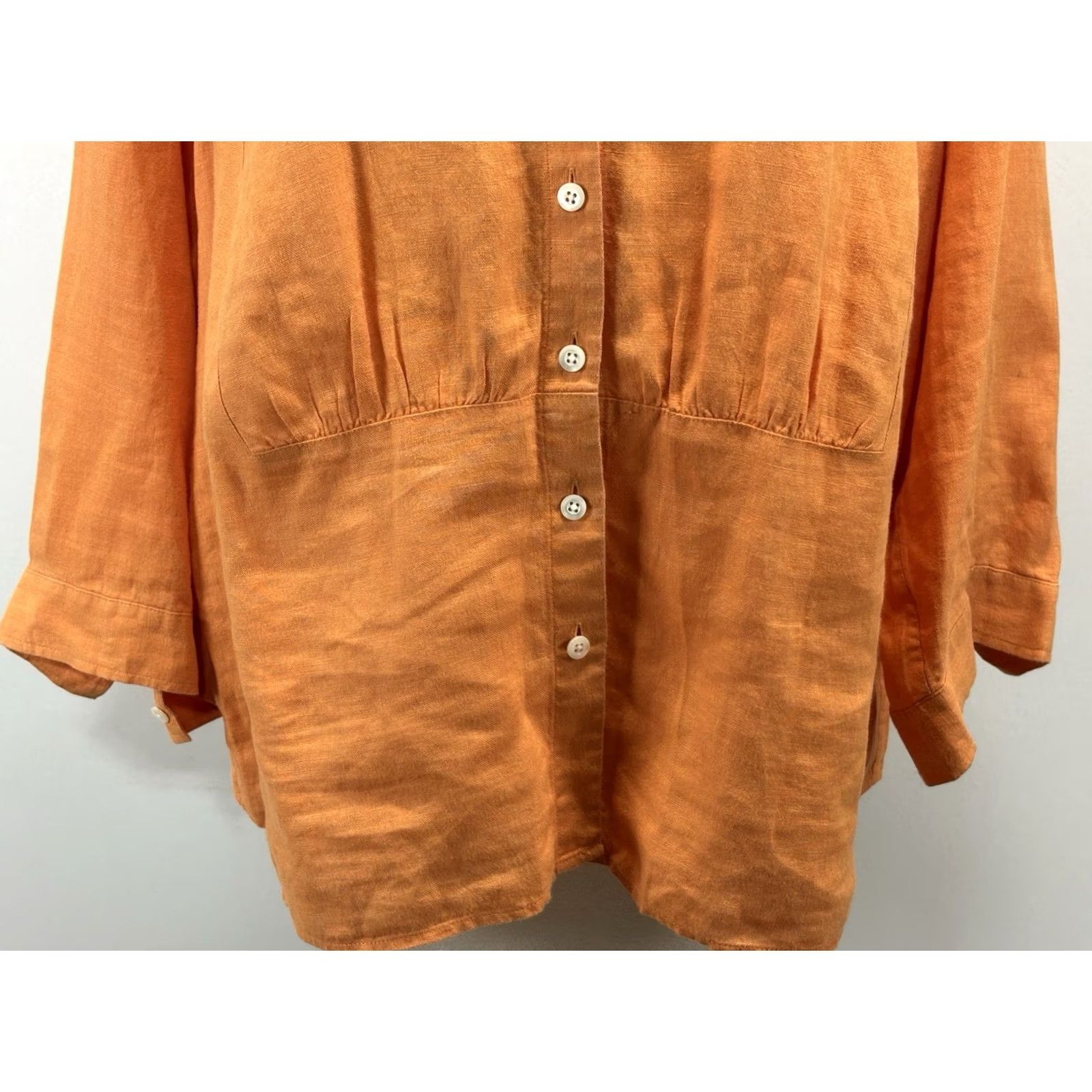 Talbots Talbots 100% Irish Linen Button Up Shirt Womens 22W Plus Melon Orange 3/4 Sleeve Size 3XL / US 20-22 - 6 Thumbnail
