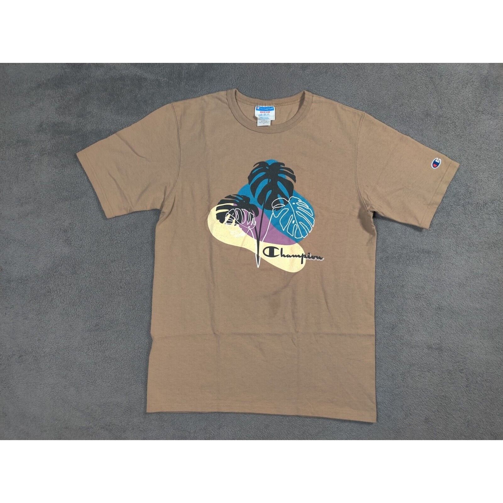 Champion Champion Shirt Adult Mens Medium Tan Floral Spell Out Logo Size US M / EU 48-50 / 2 - 1 Thumbnail