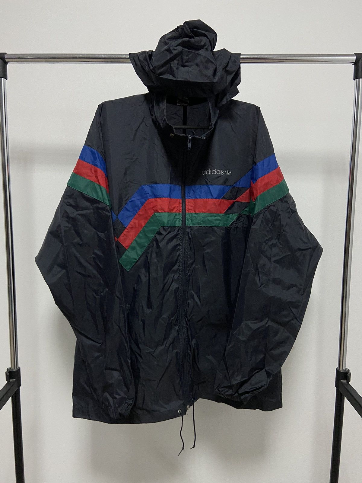 Adidas × Vintage Adidas Vintage Windbreaker Light Jacket Stripes Raincoat Size US XL / EU 56 / 4 - 1 Thumbnail