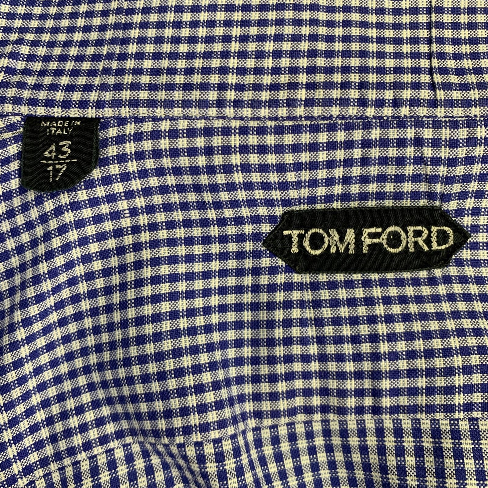 Tom Ford Size L Blue White Plaid Cotton Button Up Long Sleeve Shirt Size US L / EU 52-54 / 3 - 5 Thumbnail