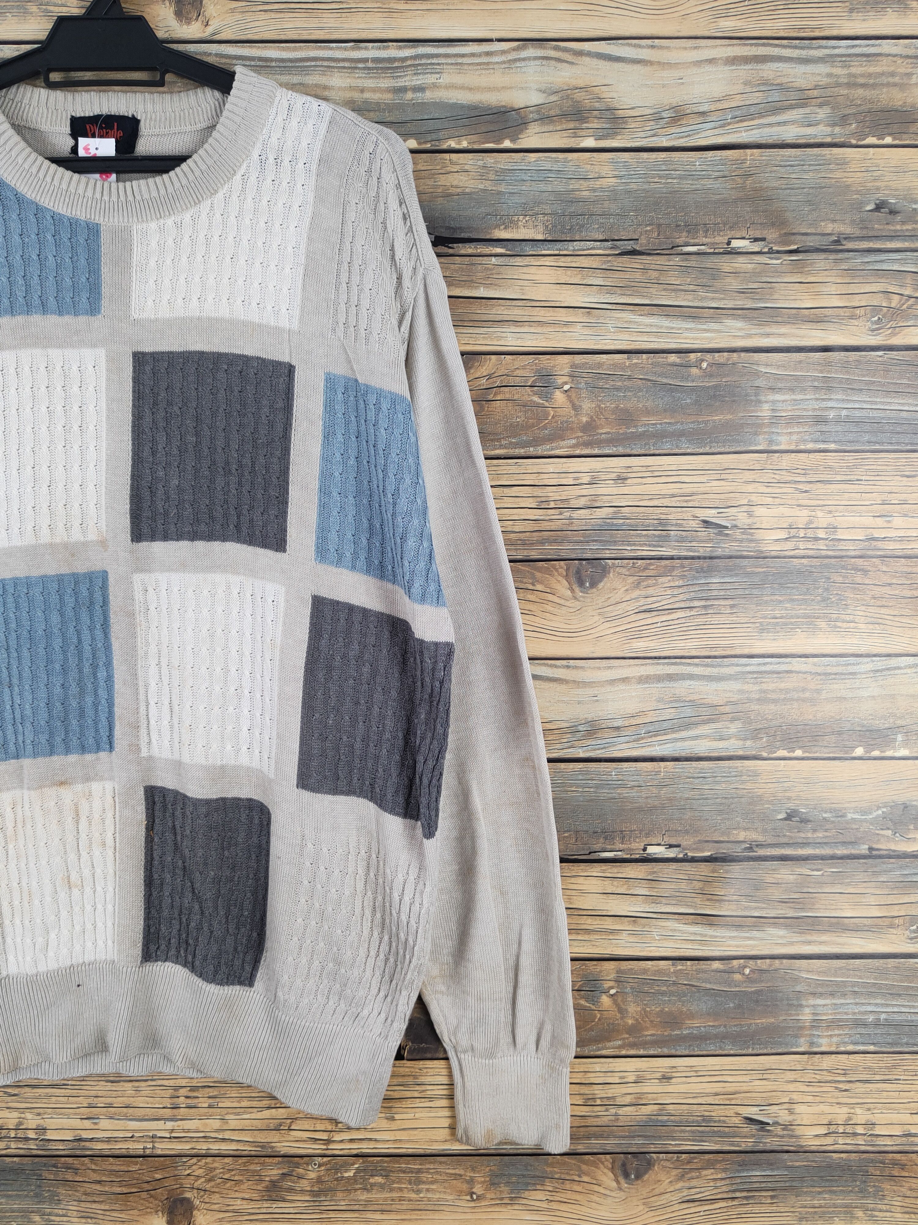 Vintage Pleiade Homme Gray checkered Knitwear Sweatshirts #W1468 Size US L / EU 52-54 / 3 - 7 Thumbnail