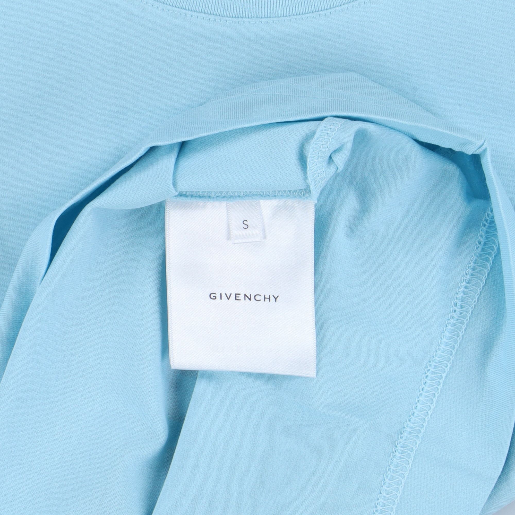 Givenchy Baby Blue Embroidered Multi Logo T-Shirt Size S / US 4 / IT 40 - 6 Thumbnail