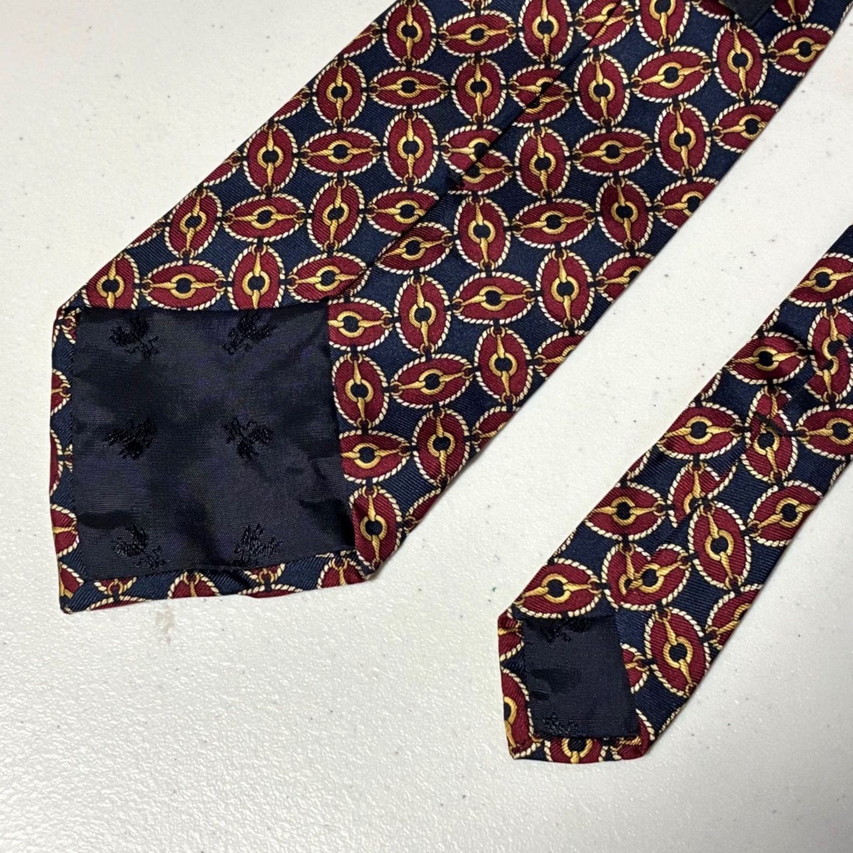 Brooks Brothers Brooks Brothers Necktie Geometric Chain Link Silk Navy Burgundy USA Mens One Size Multicolor Pattern Abstract Wedding Designer Tie Size ONE SIZE - 2 Thumbnail