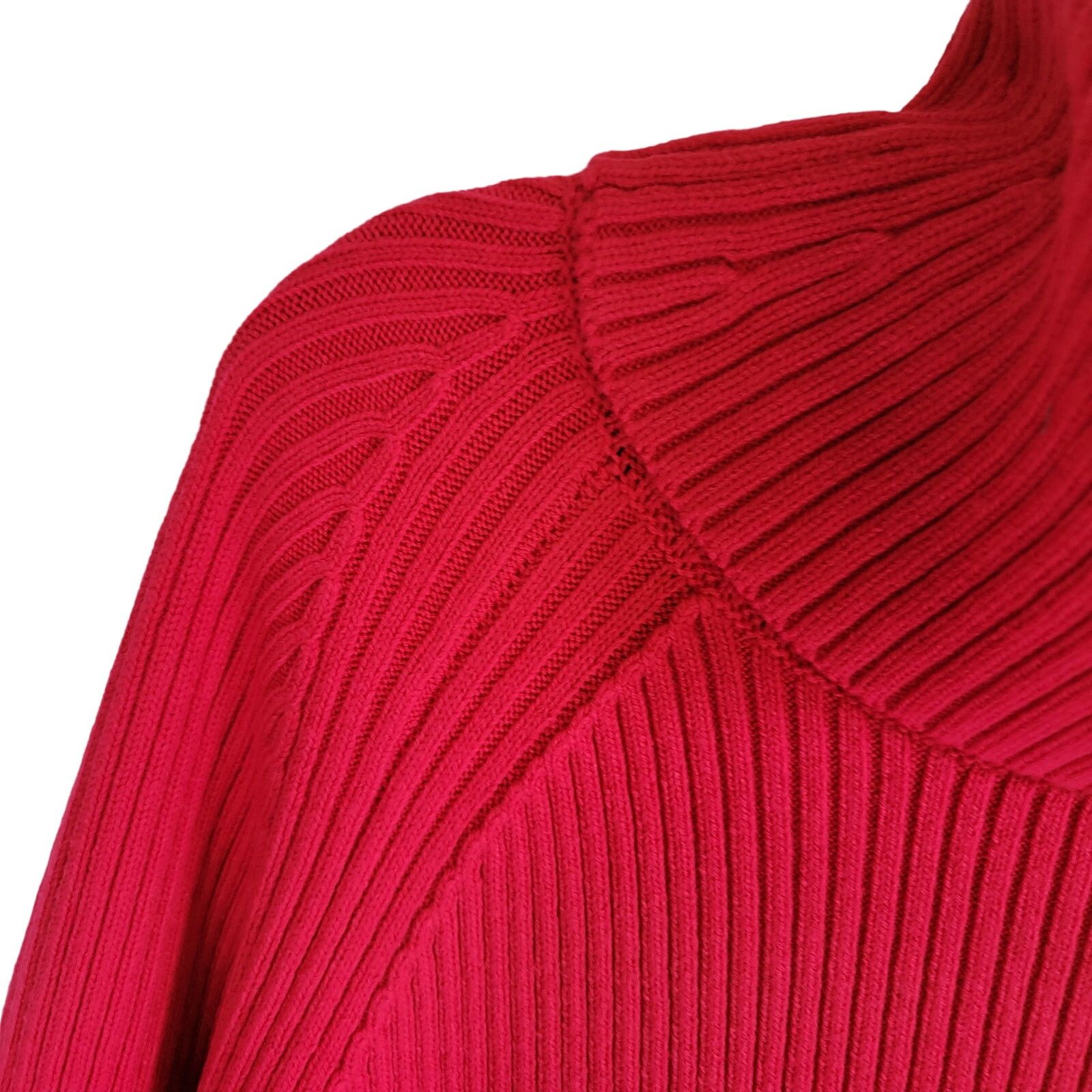 French Connection Red Ribbed Knit Turtleneck Sweater Dress Size Large Size L / US 10 / IT 46 - 5 Thumbnail