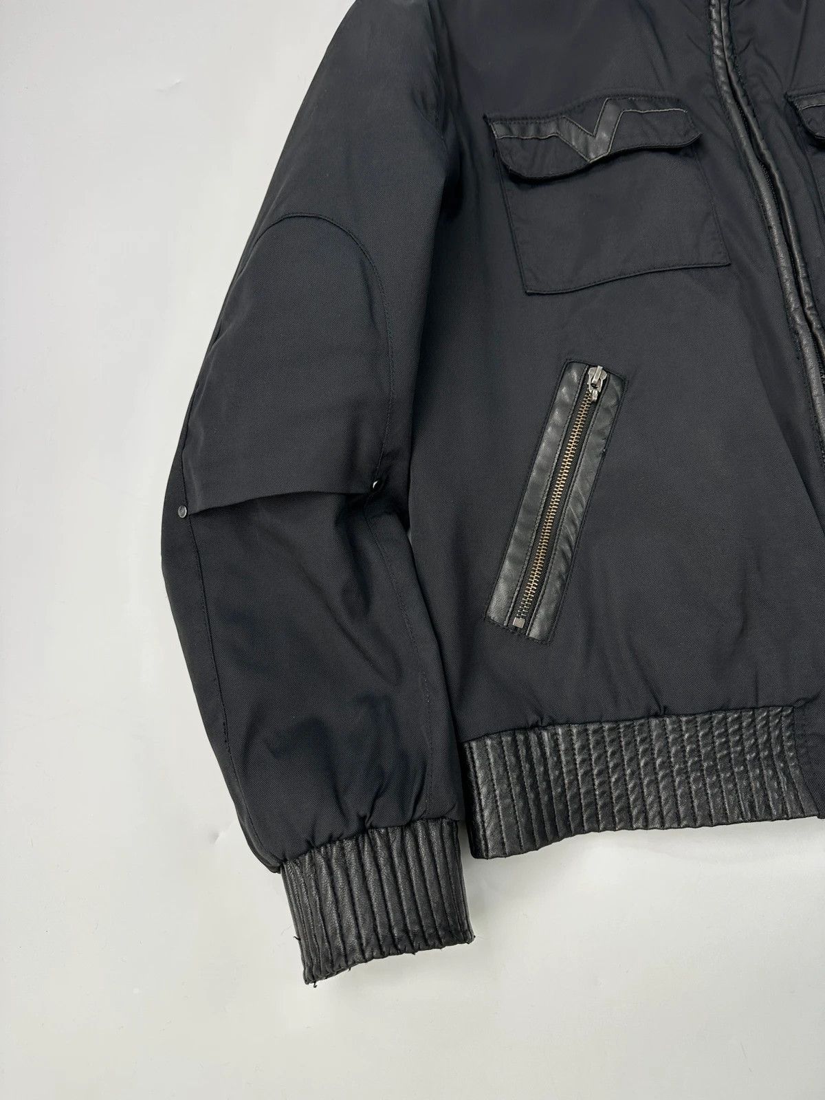 Versace Versace Black Cotton & Leather Padded Bomber Jacket Hoded Size US M / EU 48-50 / 2 - 3 Thumbnail