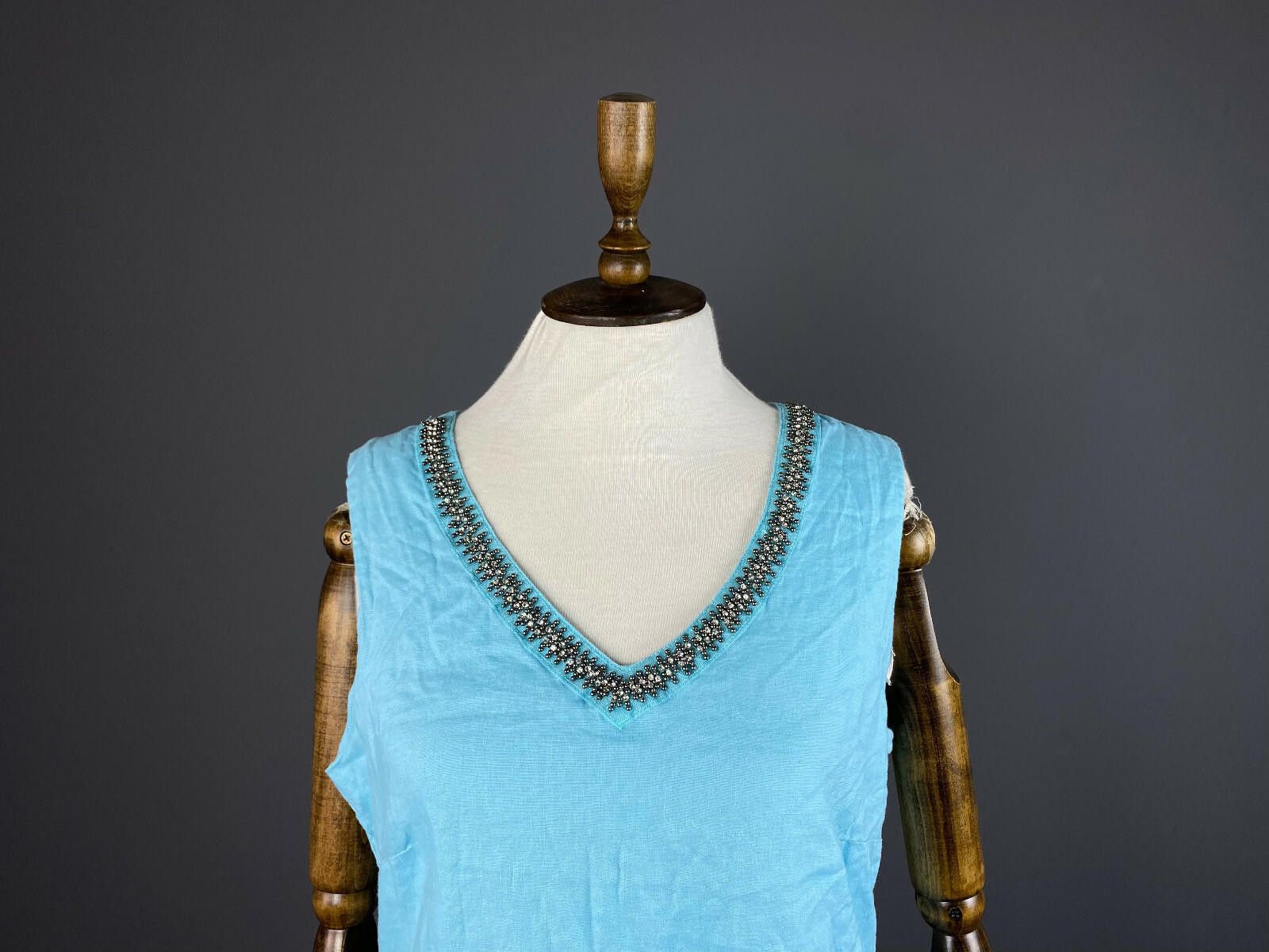 Melvin & Hamilton Ladies Malvin I Love Linen Blue Tank Long Dress Size 42 Size M / US 6-8 / IT 42-44 - 2 Thumbnail