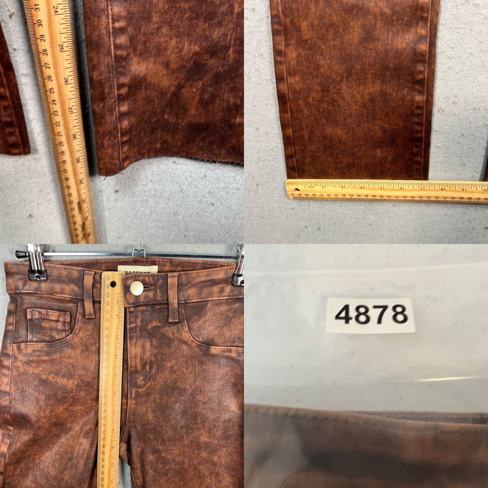 L'AGENCE VINTAGE L'AGENCE Jeans Flared Womens 23 Brown Faux Leather Distressed Look 5-Pocket Denim Size 40" / US 18 - 8 Thumbnail