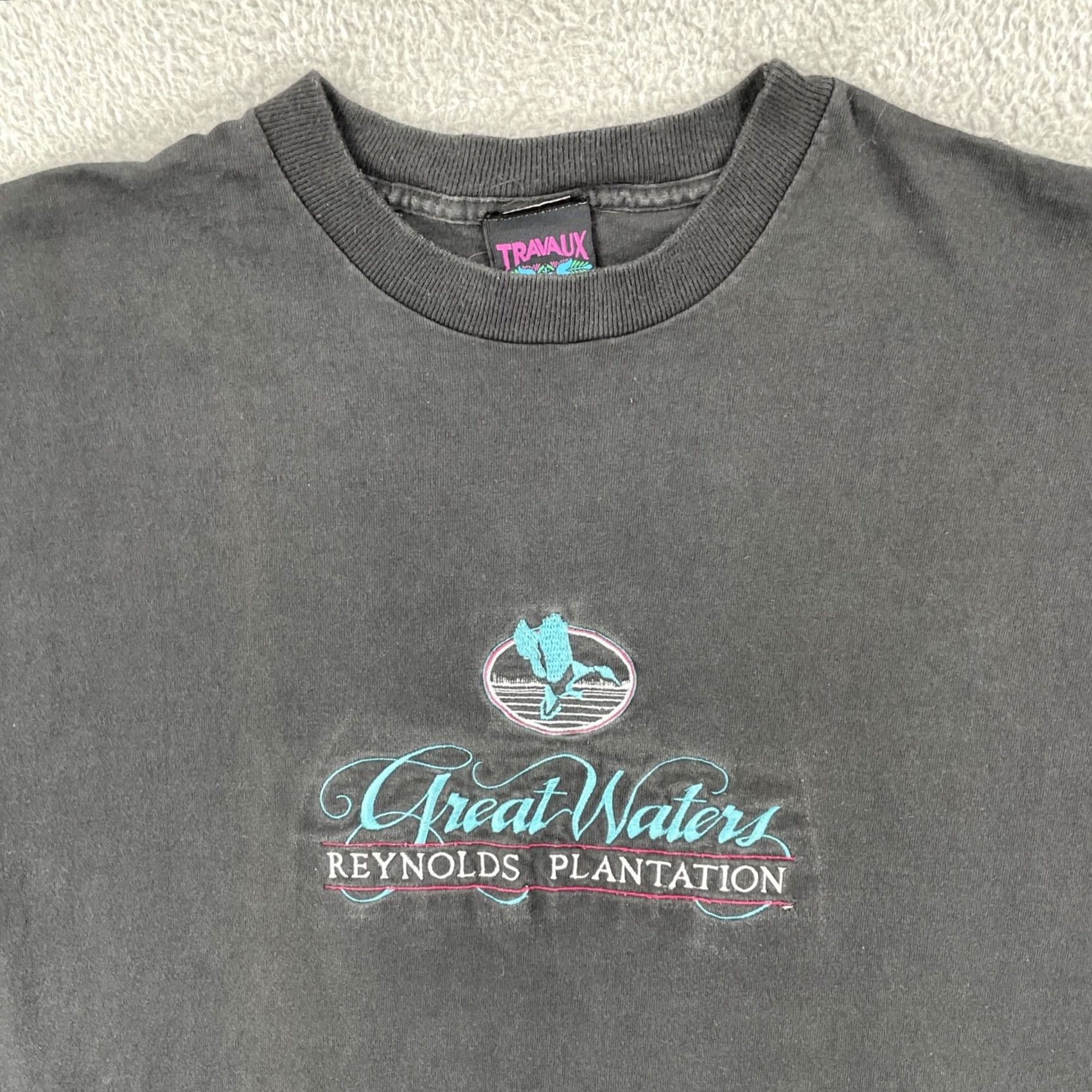 Greats VINTAGE Travau Shirt USA Made Embroidered Black 90s Crew Neck Short Sleeve Men L Size US L / EU 52-54 / 3 - 5 Thumbnail