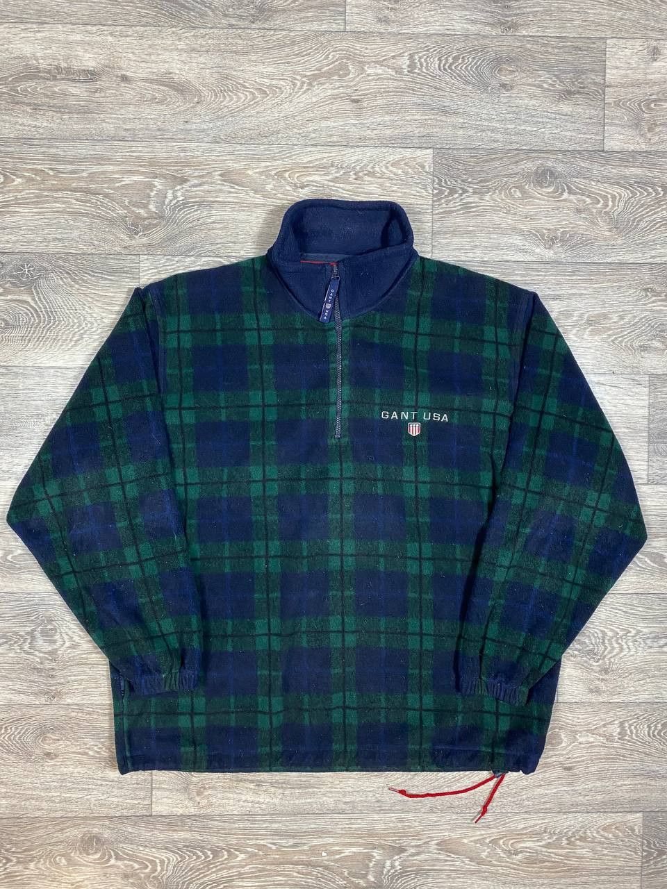 Gant × Vintage Vintage GANT USA Chekered 1/4 Zip Fleece Sherpa Jacket Size US L / EU 52-54 / 3 - 1 Thumbnail