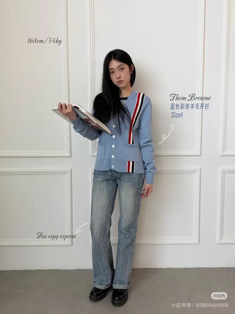 Thom Browne Thom Browne size1 Gray and blue colored striped wool sweate Size US S / EU 44-46 / 1 - 8 Thumbnail